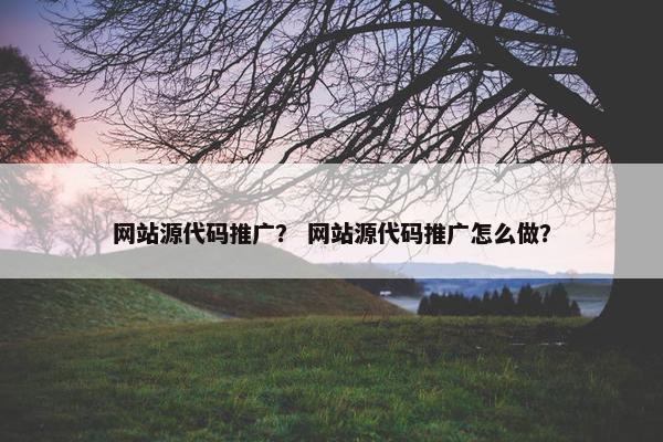 网站源代码推广？ 网站源代码推广怎么做？