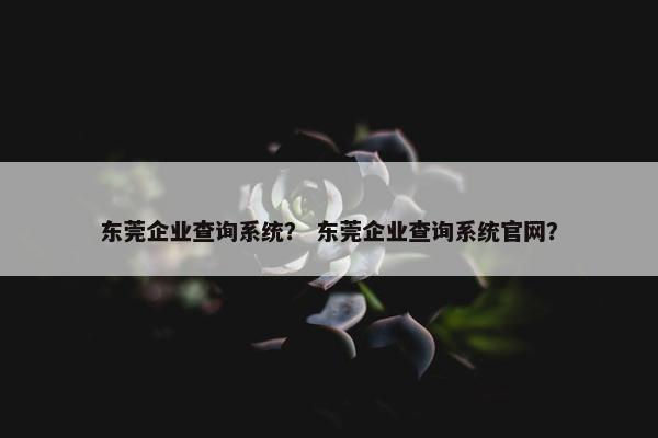 东莞企业查询系统？ 东莞企业查询系统官网？