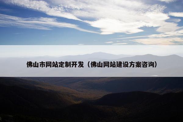 佛山市网站定制开发（佛山网站建设方案咨询）