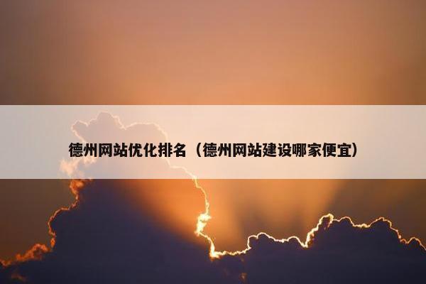 德州网站优化排名（德州网站建设哪家便宜）