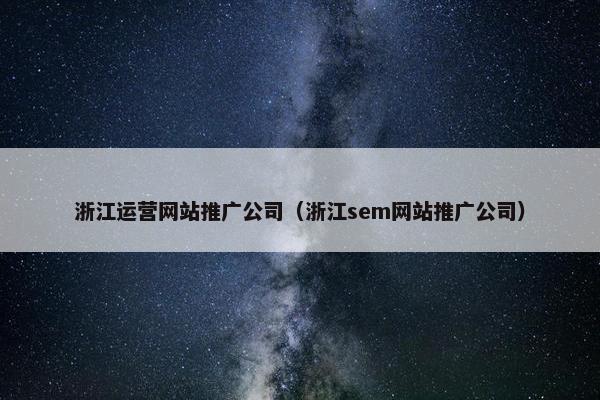 浙江运营网站推广公司（浙江sem网站推广公司）
