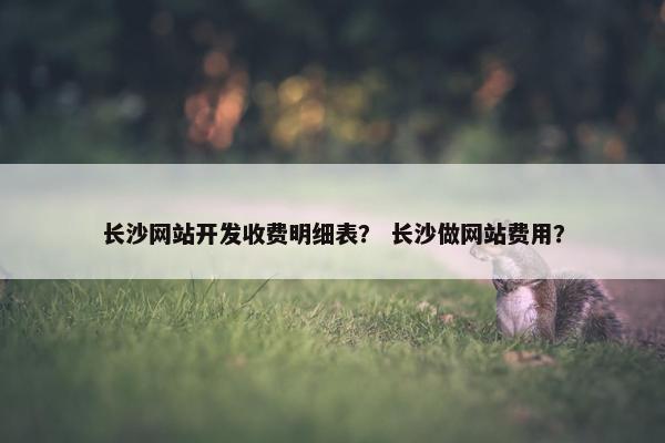 长沙网站开发收费明细表？ 长沙做网站费用？