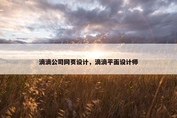 滴滴公司网页设计，滴滴平面设计师
