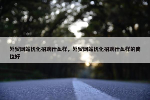 外贸网站优化招聘什么样，外贸网站优化招聘什么样的岗位好