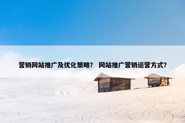 营销网站推广及优化策略？ 网站推广营销运营方式？