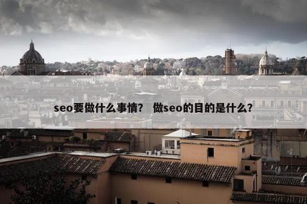 seo要做什么事情？ 做seo的目的是什么？
