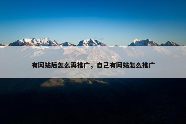 有网站后怎么再推广，自己有网站怎么推广